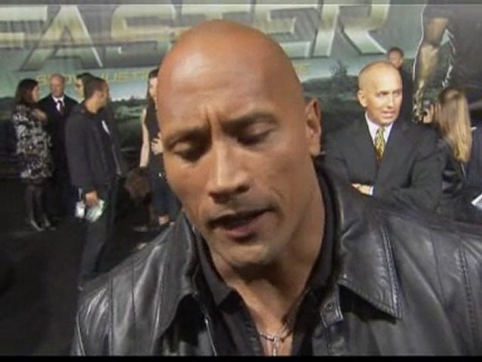 Dwayne Johnson rocks up for Faster premiere