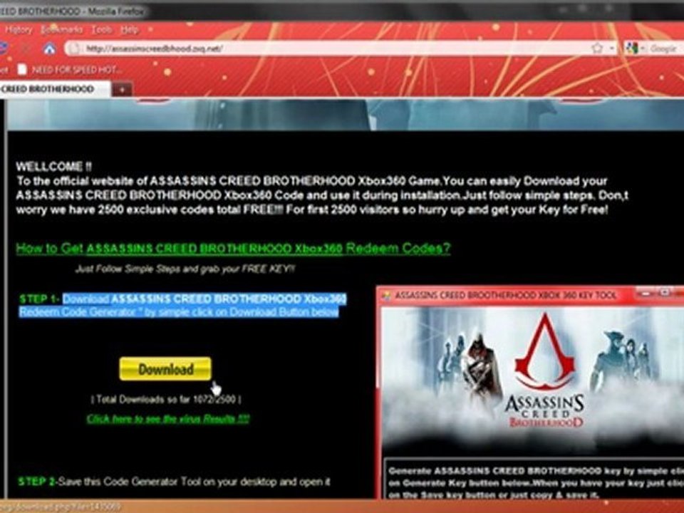 DOWNLOAD ASSASSINS CREED BROTHERHOOD KEYS 100% GEUNINE