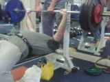 145kg bench press at 100kg body weight.