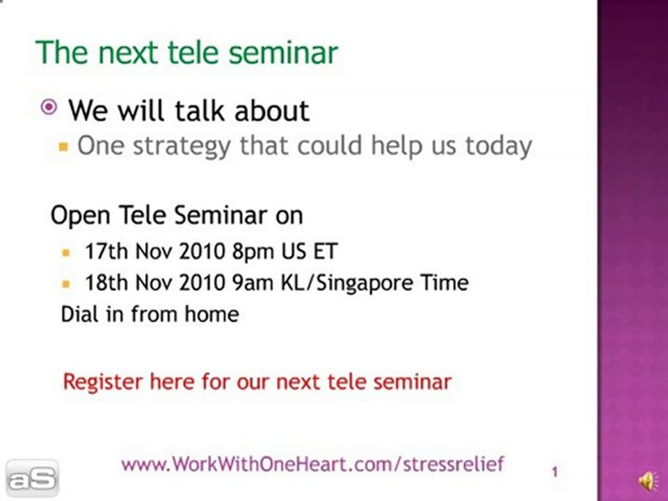 Mid Week Stress Relief Tips Tele Seminar Nov 17th