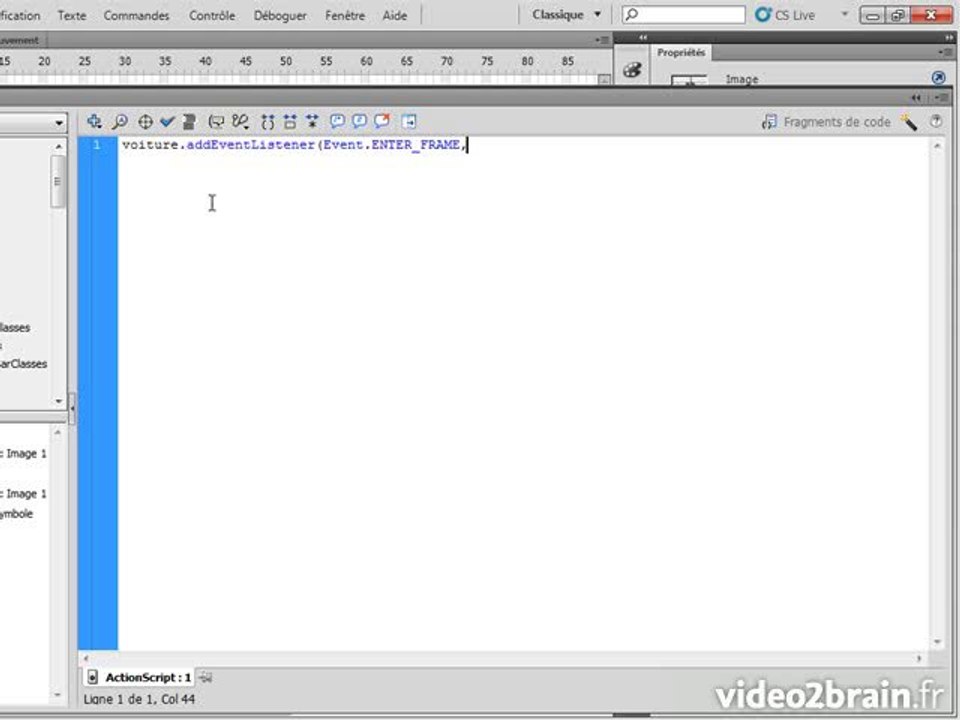 Flash CS5 : Déplacer un MovieClip par le code à l'aide d'un