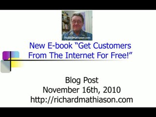 New E-book "Get Customers From The Internet For Free
