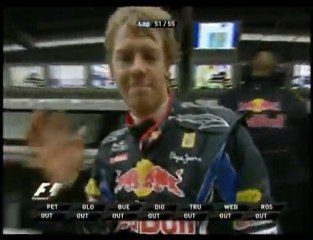 Sebastian talks to his team after retiring from Korean GP