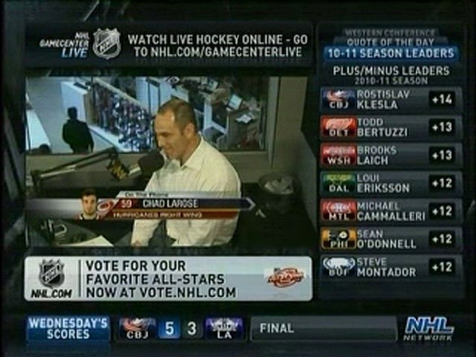 Chad LaRose on NHL Live (11/18/10)