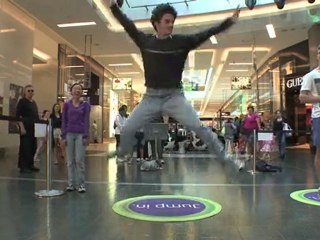 Funny guy playing Adventures on Xbox Kinect