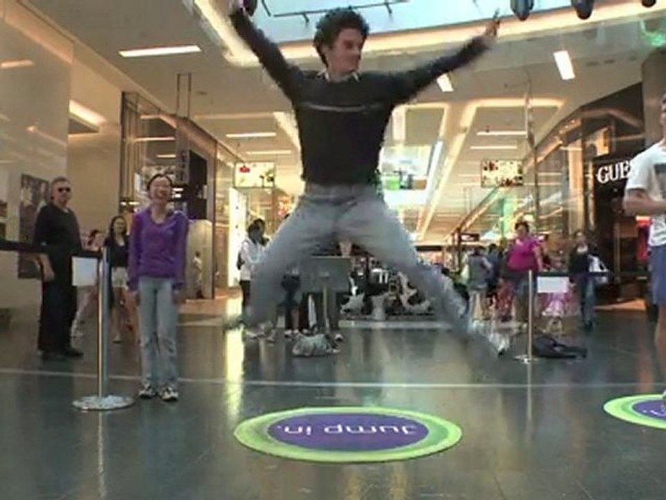Funny guy playing Adventures on Xbox Kinect