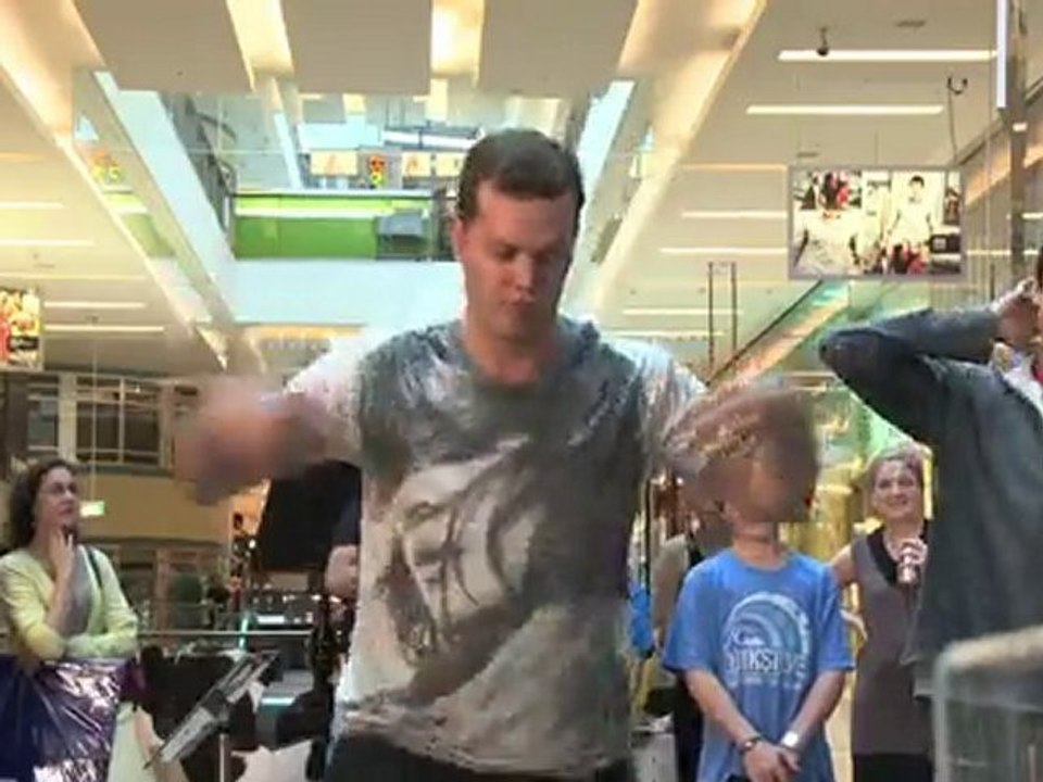 Guy playing Dance Central on Xbox Kinect