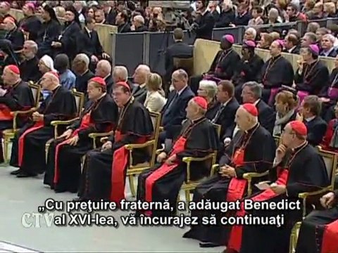 Benedict al XVI-lea: Cardinalii îl sprijină pe Papa