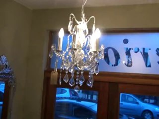 chandelier, cut glass five arm