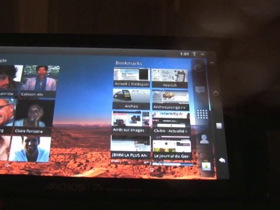 Test de l'Archos 70 Internet Tablet : interface
