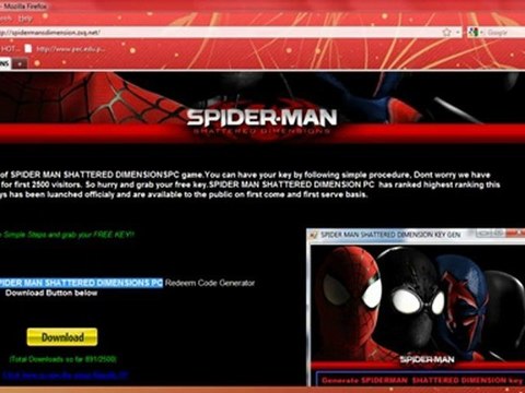 SPIDERMAN SHATTERED DIMENSIONS FREE KEYS PC XBOX PS3
