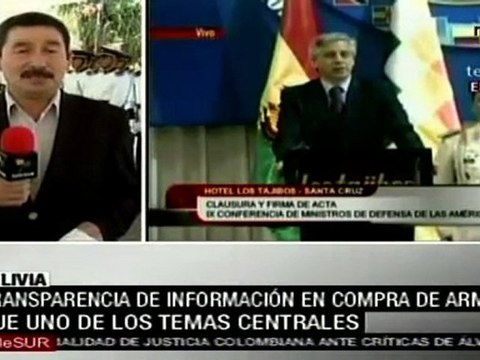 Clausuran en Bolivia la Reunión de Ministros de Defensa del