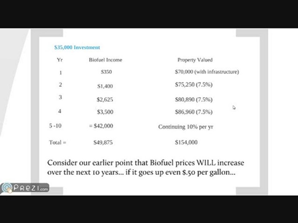Biofuel renewable energy farms: what are the returns?