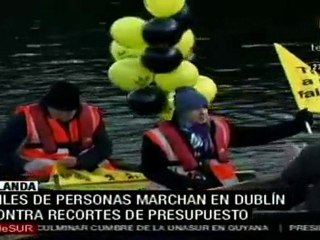 Protestas en Dublín contra recortes de presupuesto