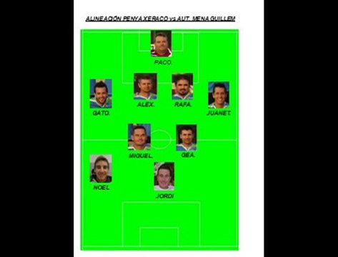 ALINEACION PENYA XERACO vs AUT. MENA GUILLEM