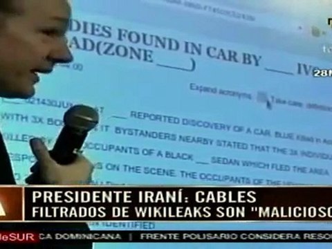 Mahmud Ahmadineyad: cables filtrados por Wikileaks son maliciosos