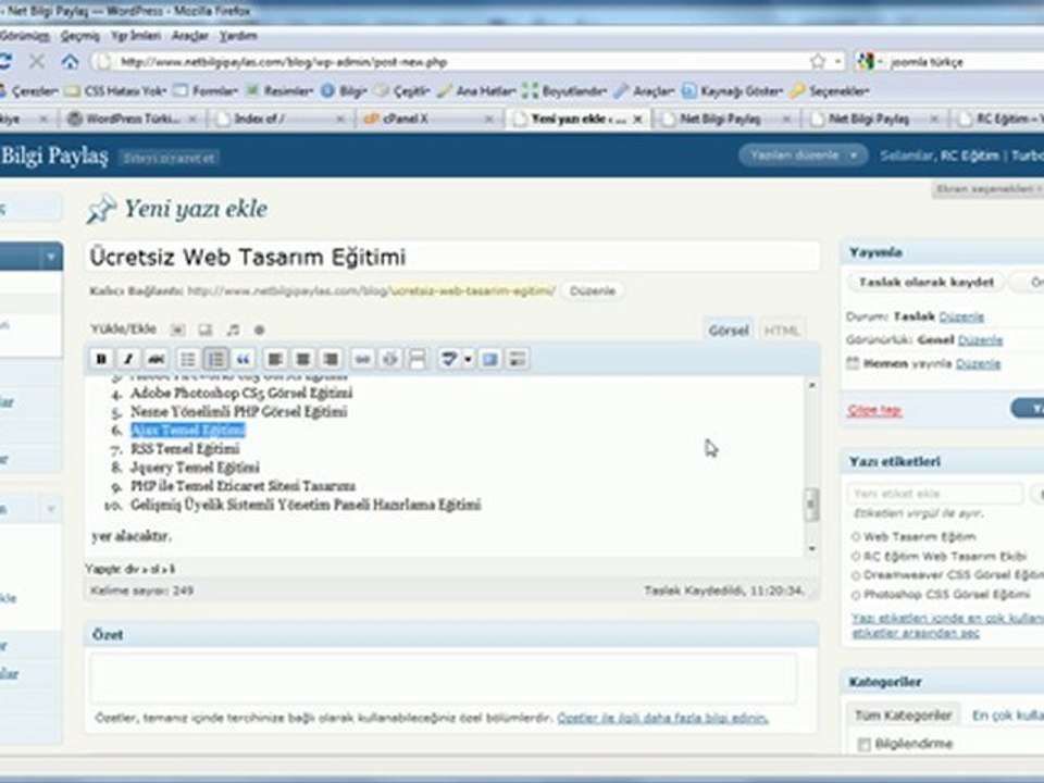 Ders 13 - Yeni Yazı Eklemek