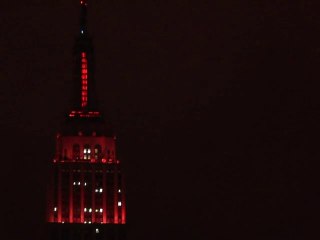 New York's Empire State Building lit red on World AIDS day