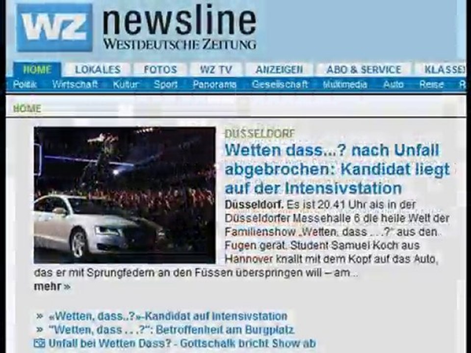 Unfall bei "Wetten, dass...?"