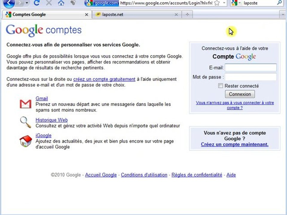 créer un compte google