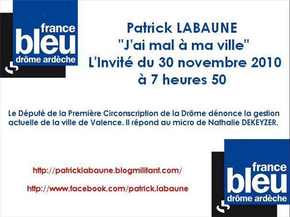 Interview "J'ai mal à ma ville" (FBDA, 30 novembre 2010)