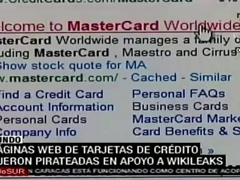 Visa y Master Card sufren ciberataques en apoyo a Wikileaks