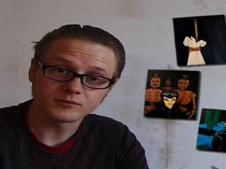 Emil introducing his acrylic paintings