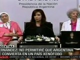 Cristina Fernández rechaza la xenofobia y pide disculpas a países 