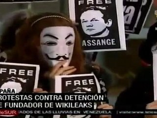 España; protestas contra detención de fundador de Wikileaks