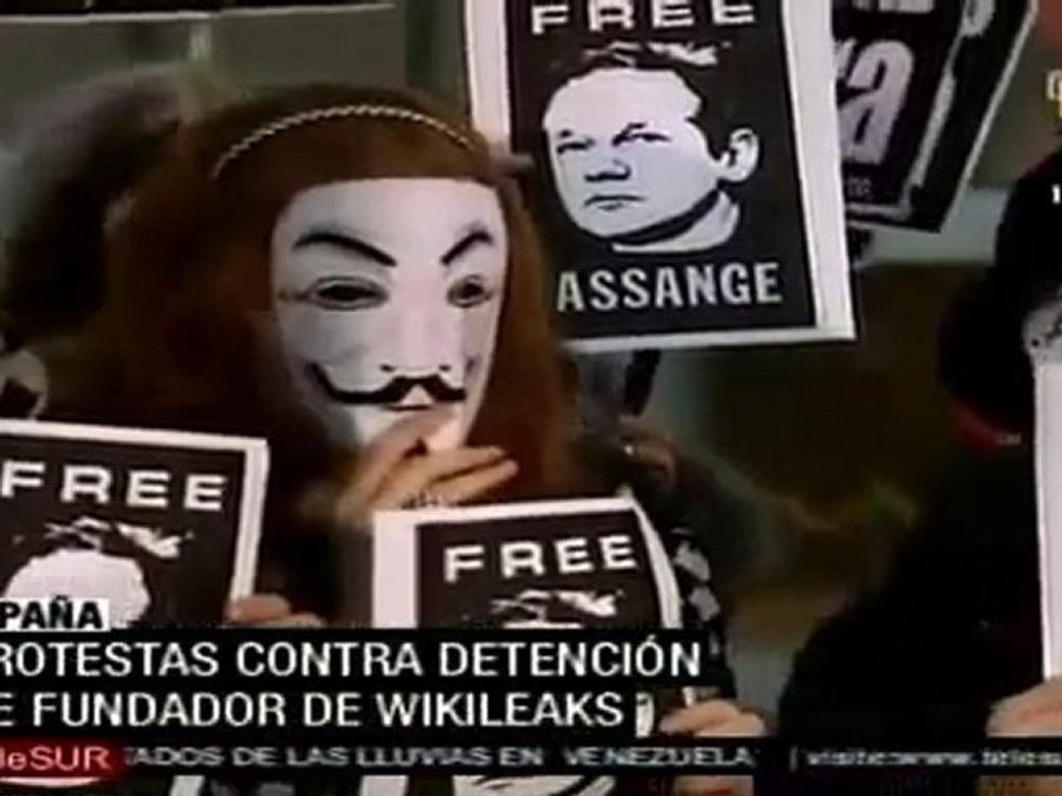 España; protestas contra detención de fundador de Wikileaks
