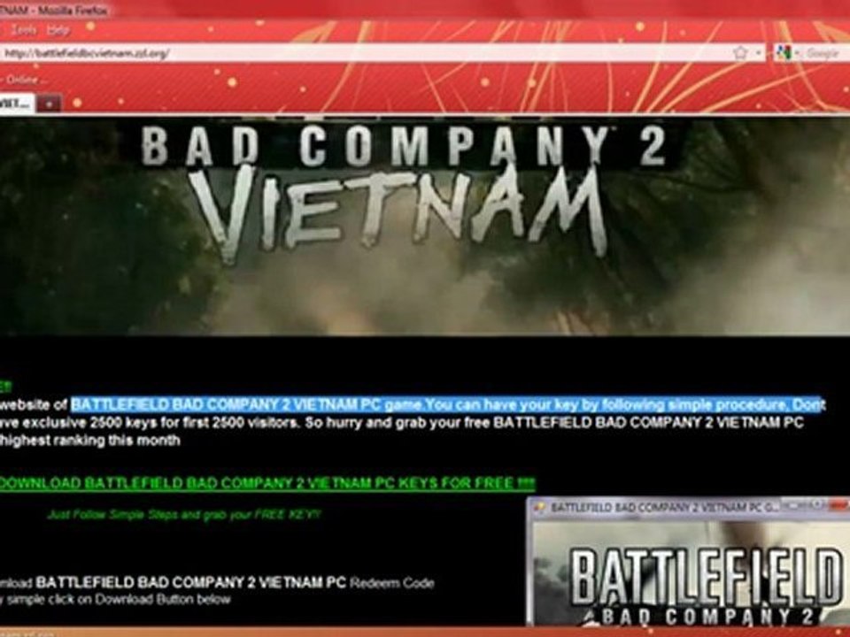 DOWNLOAD BATTLEFIELD BAD COMPANY 2 VIETNAM KEYS 100% WORKING