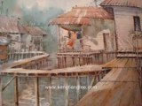 Asian Watercolor Art - Malaysian Fishing Village