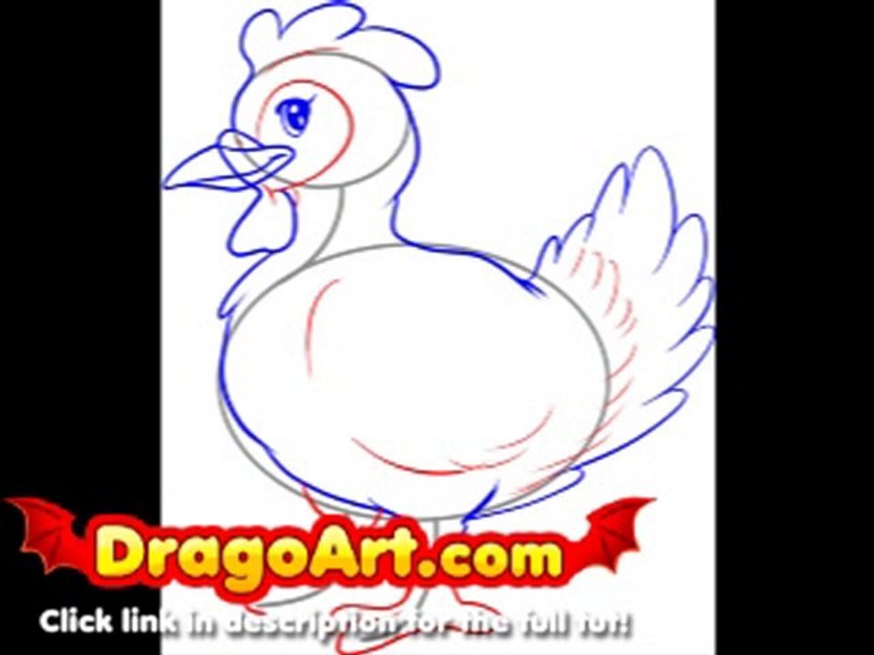How to draw a hen, step by step