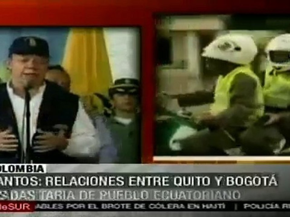 Santos agradece ayuda de Ecuador y normaliza relaciones