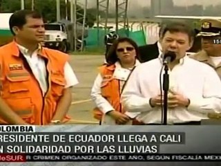 Rafael Correa llegó a Colombia para colaborar con situación por lluvias