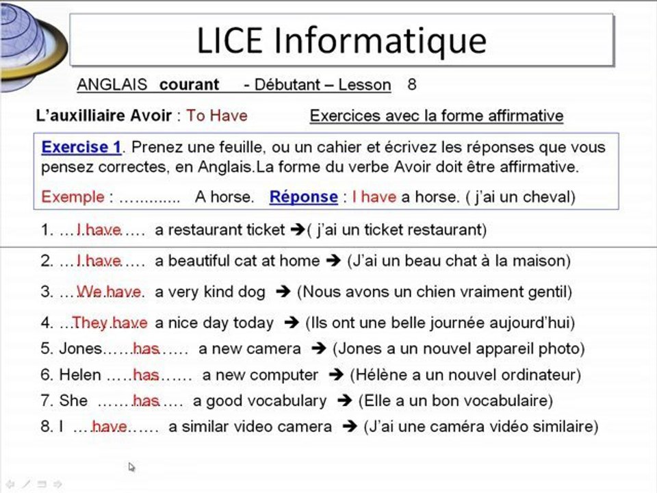 English Lesson 8_Niv 1