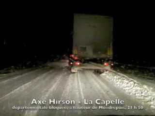 Routes bloquées à cause de la neige dans l'Aisne