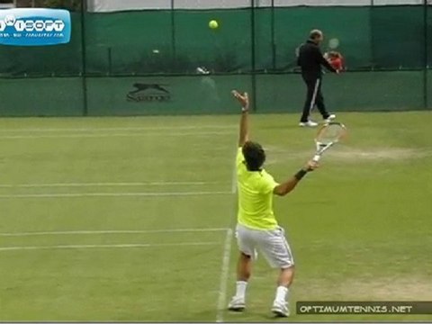 Roger Federer Serves from the Back in Slow Motion