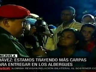 Chávez: estamos trayendo más carpas para entregar en los albergues