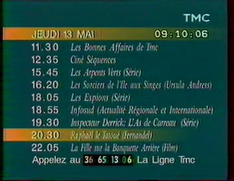 Mire TMC Affichant La Date L'heur et Le Programe 13 Mai 1993