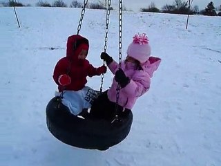 Sari and Justin playing in snow (2) Dec 2010