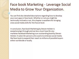 Facebook Marketing - Leverage Social Media to Grow