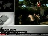 Alerta general en todas las embajadas en Italia, tras atentado