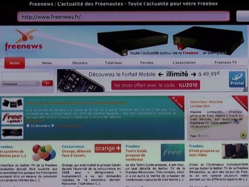 Aperçu : mails & navigateur sur la Freebox Révolution