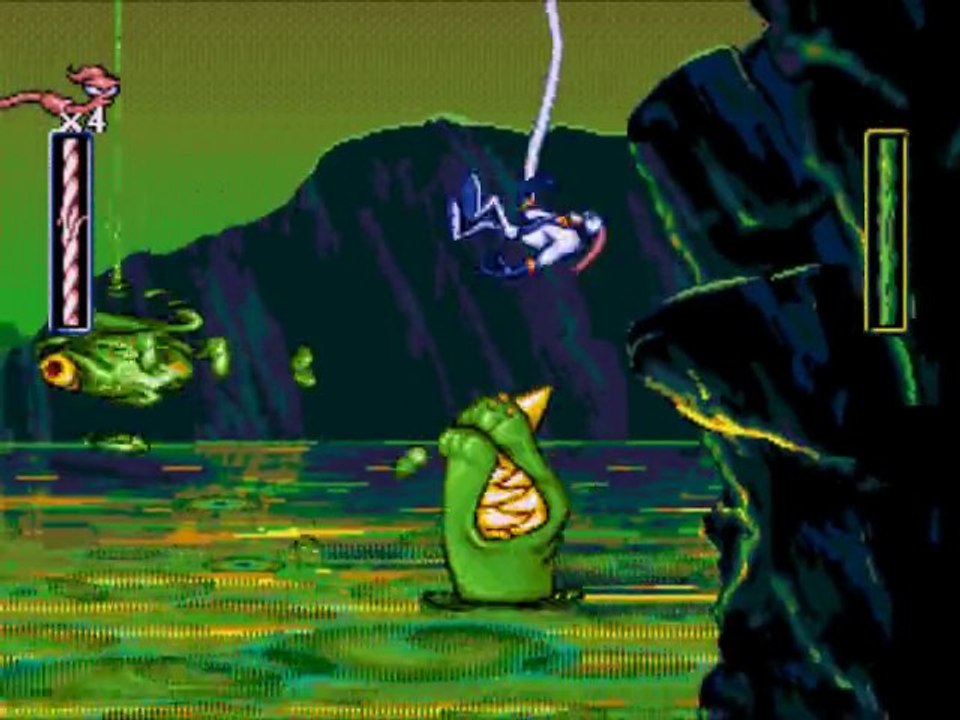 Earthworm Jim [Megadrive] niveau 4 (Snot a problem)