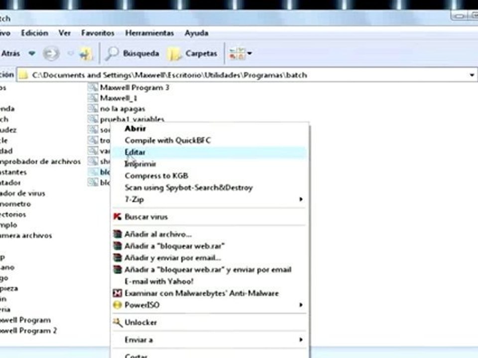 Apagado y bloqueo en Batch
