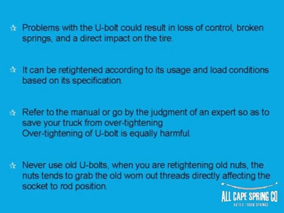 Truck suspension – What you need to know about custom U-bolt