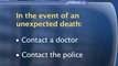 When A Death Occurs : Who do I need to contact in the event of an unexpected death?