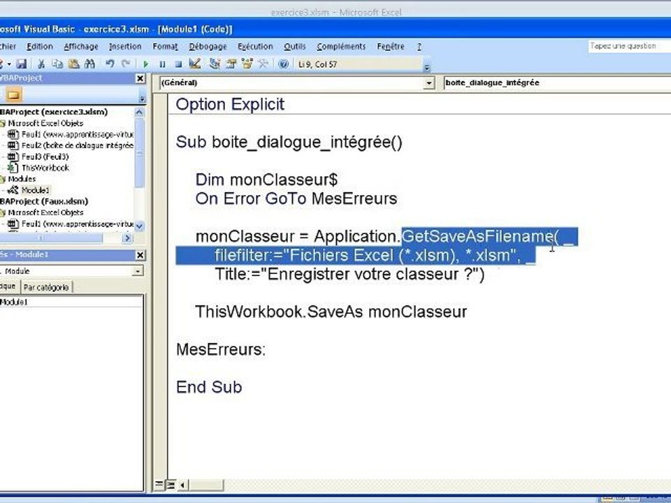 Boite de dialogue Enregistrer sous Vidéo Dailymotion