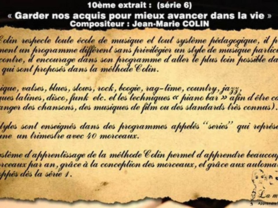 1ère présentation de la méthode de piano Colin